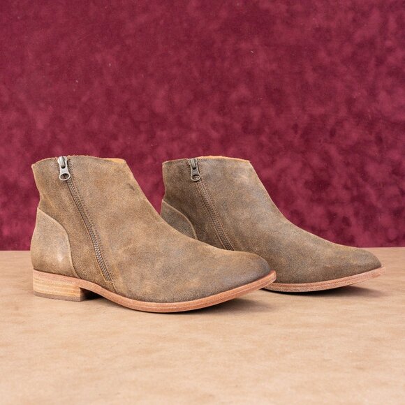 Kork Ease Women Riley Taupe Distress Leather Western Ankle Boots size 9.5 - Picture 1 of 8